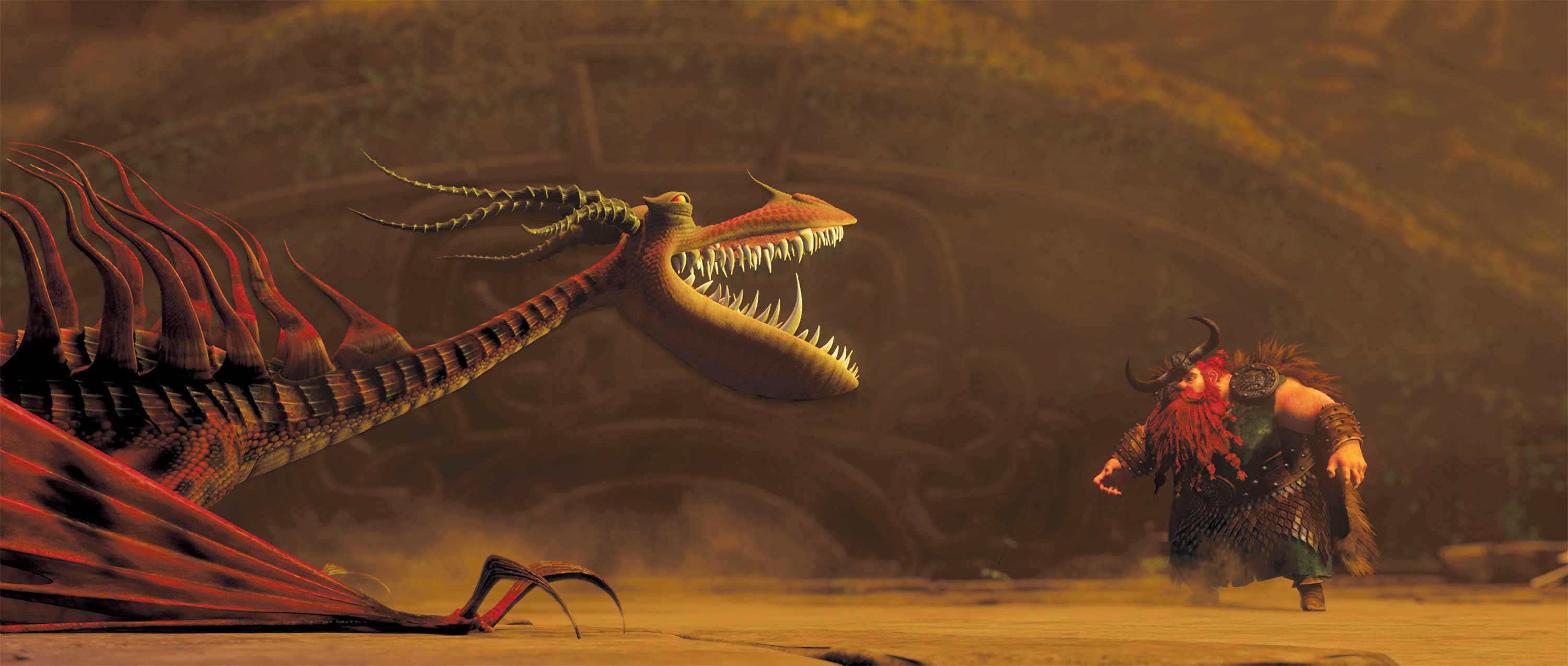 Monstrous Nightmare Dragon versus Stoic Desktop Wallpaper