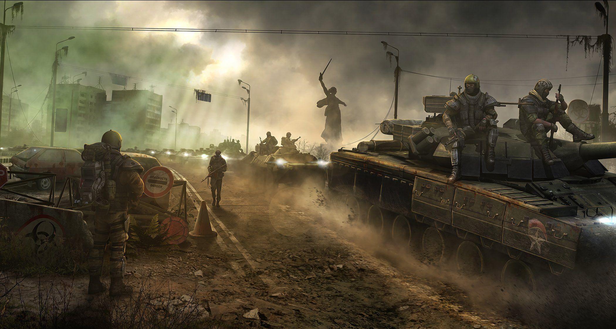 survarium men war zone survival tanks stalkers HD wallpaper