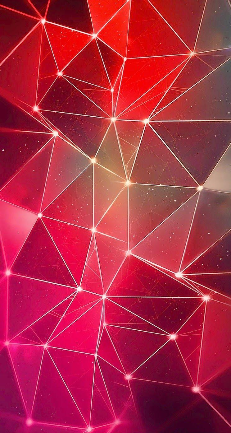 Red iPhone 6s geometric bright wallpaper abstract polygon mosaic