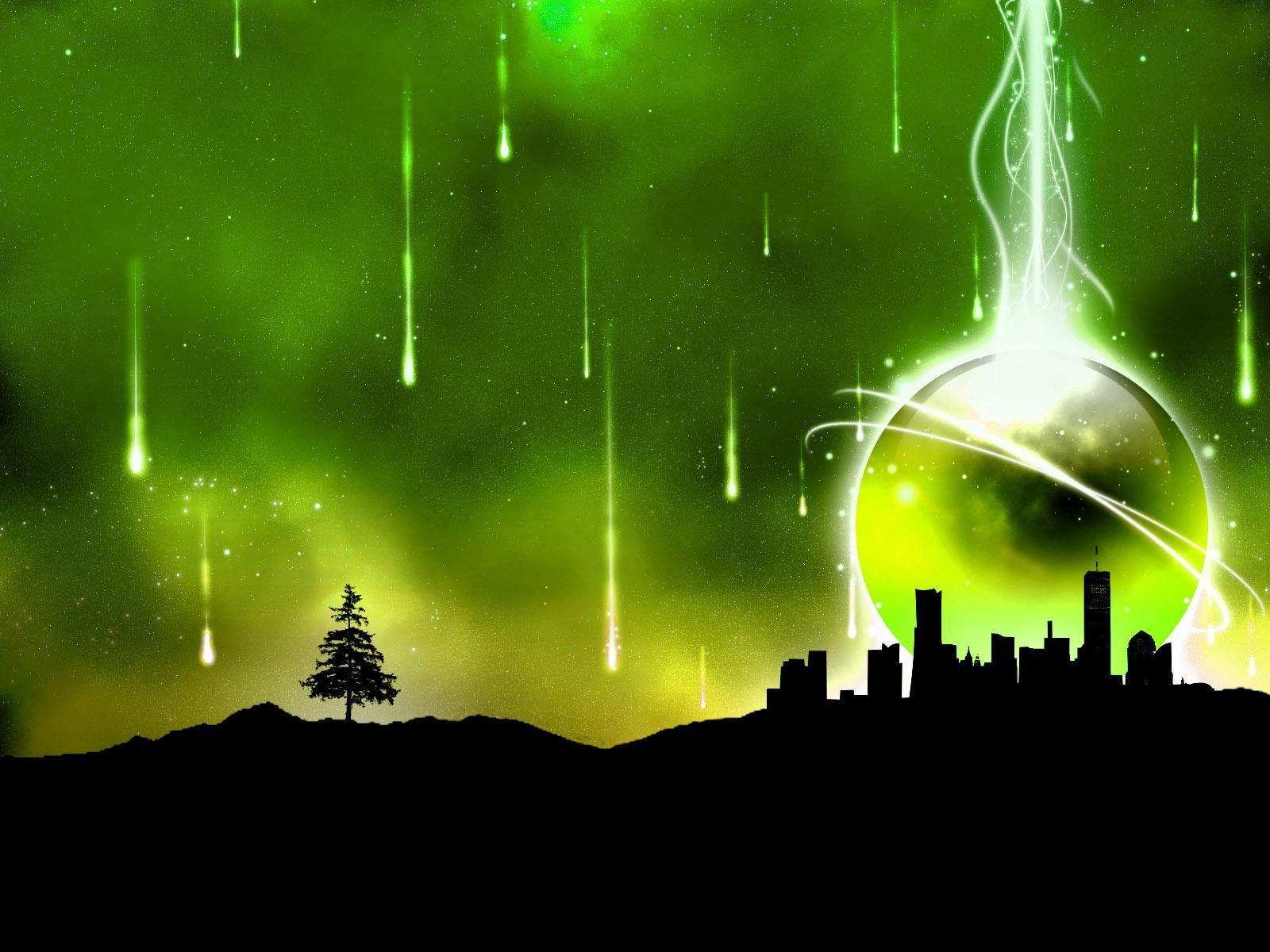 Green Abstract City Wallpaper