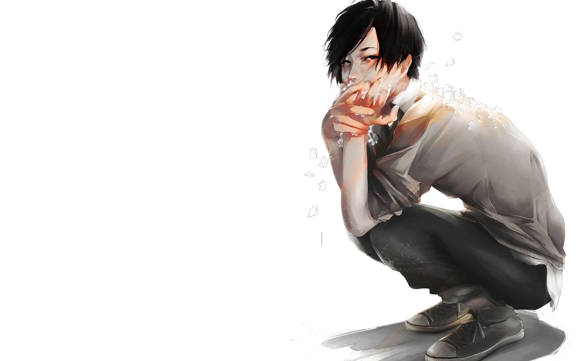 Anime Boy Sitting wallpaper