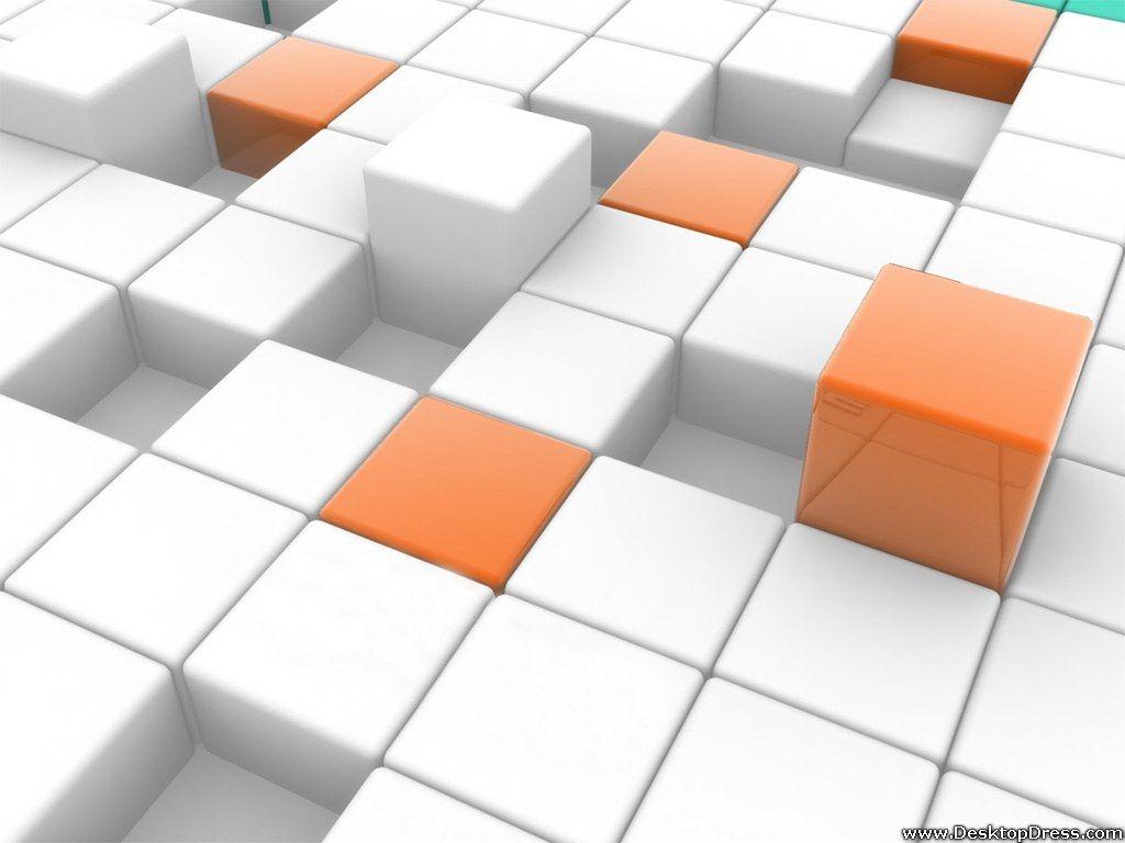 Desktop Wallpaper 3D Background Orange Cube Boxes