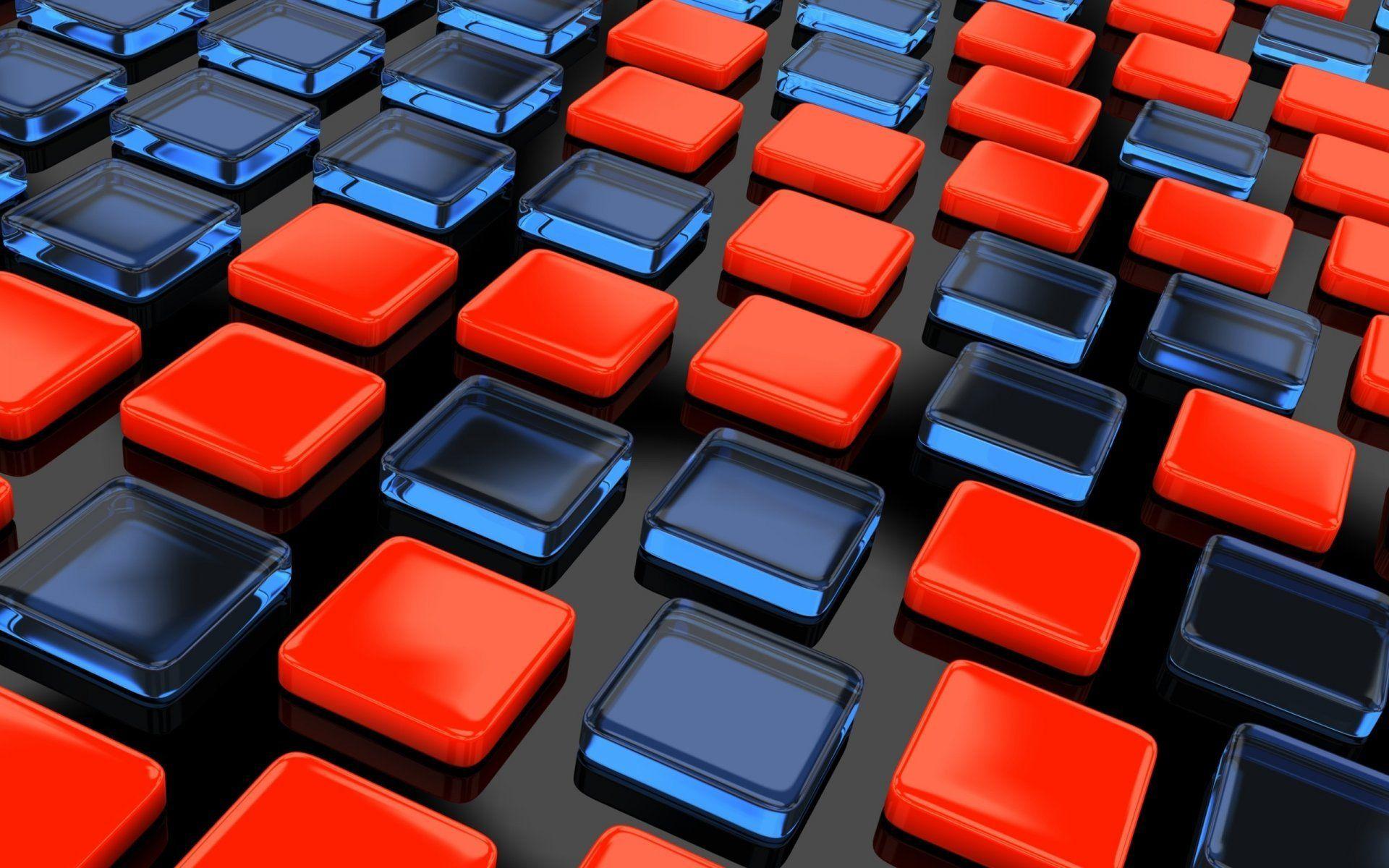 boxes pads red blue -gray 3D HD wallpaper