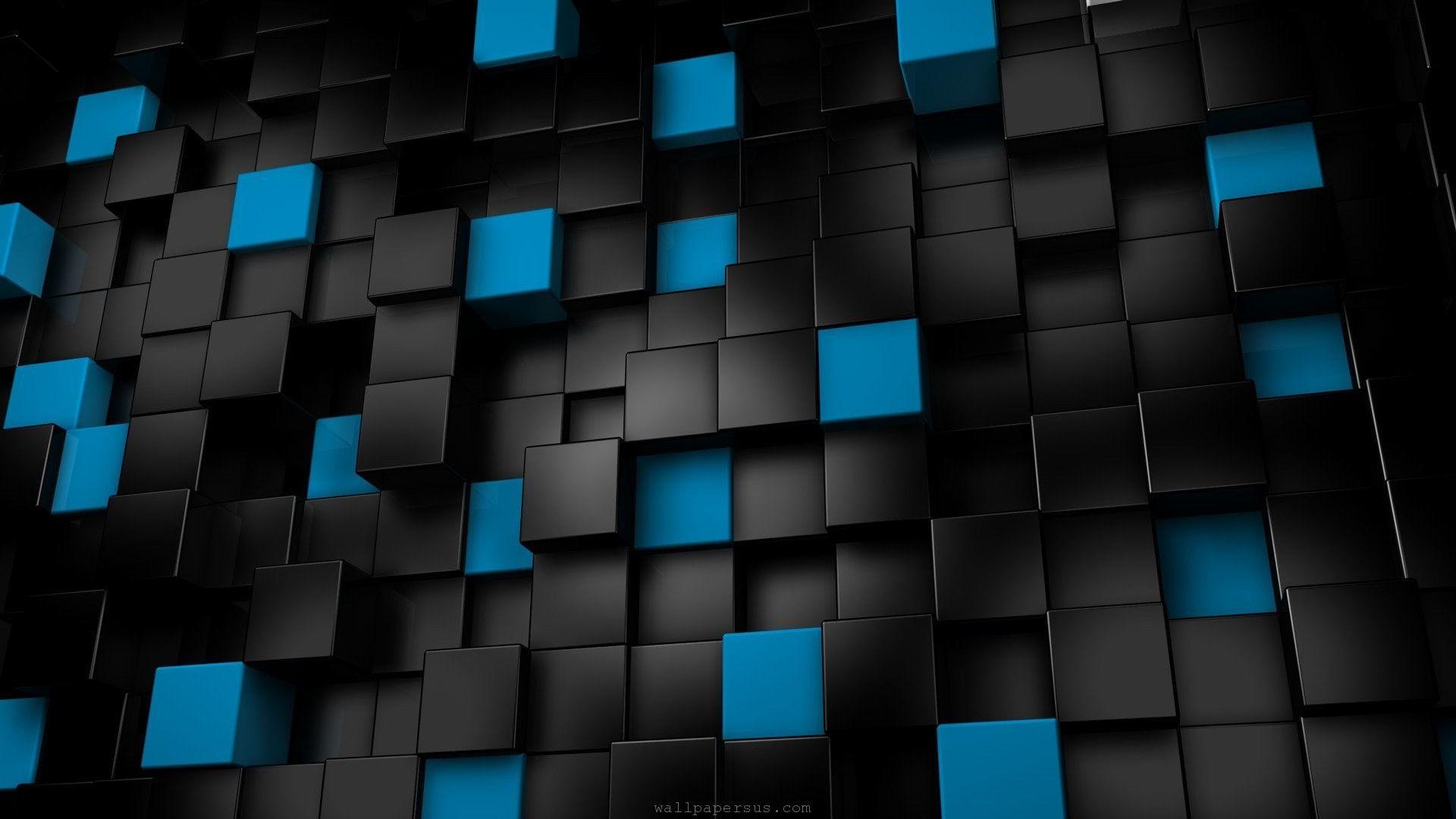 Download Free Abstract Black & Blue Boxes HD Wallpaper for Mobile