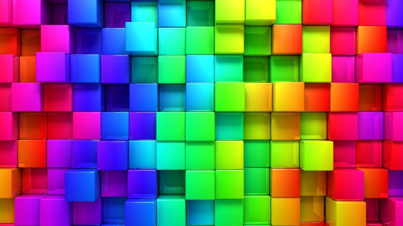 HD Wallpaper Rainbow Color 3D Blocks Graphics