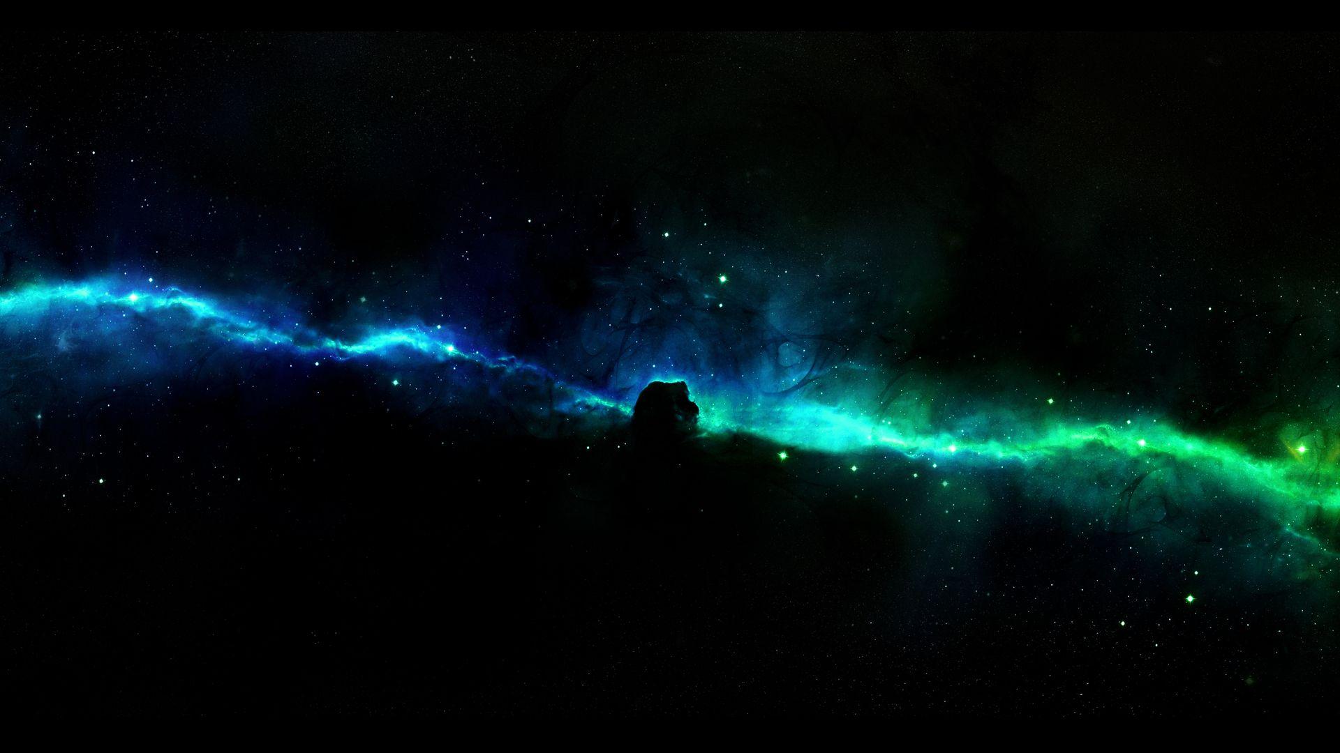 Blue Green Space Nebula HD Wallpaperx1080