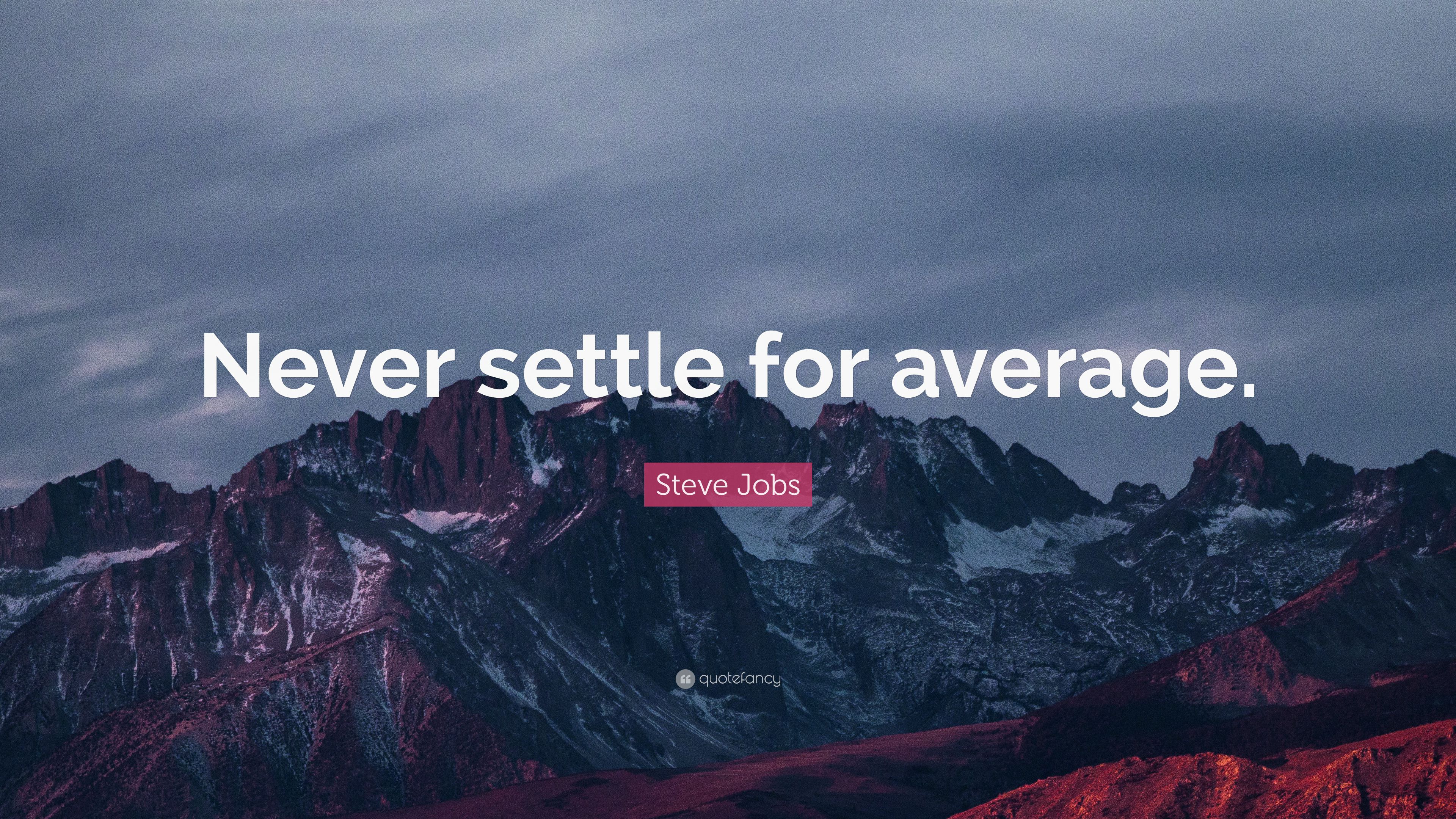 Steve Jobs Quote: “Never settle for average.” 12 wallpaper