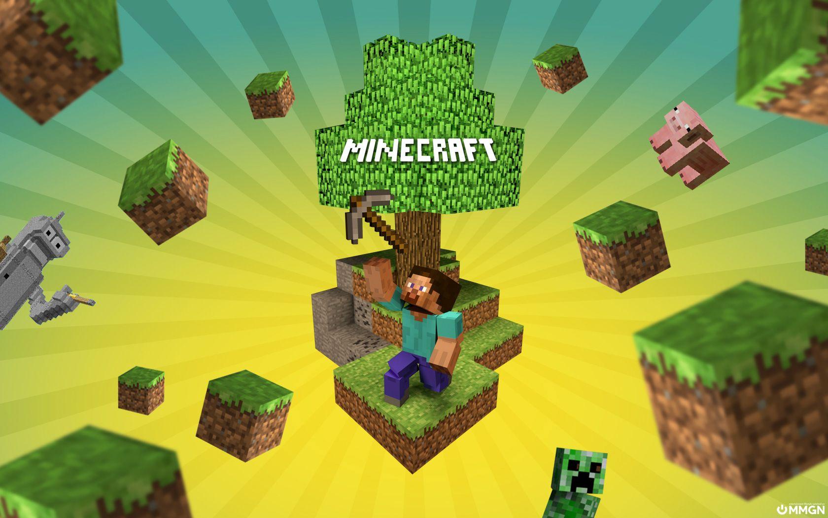 Minecraft Wallpaper Steve super hero on the blocks