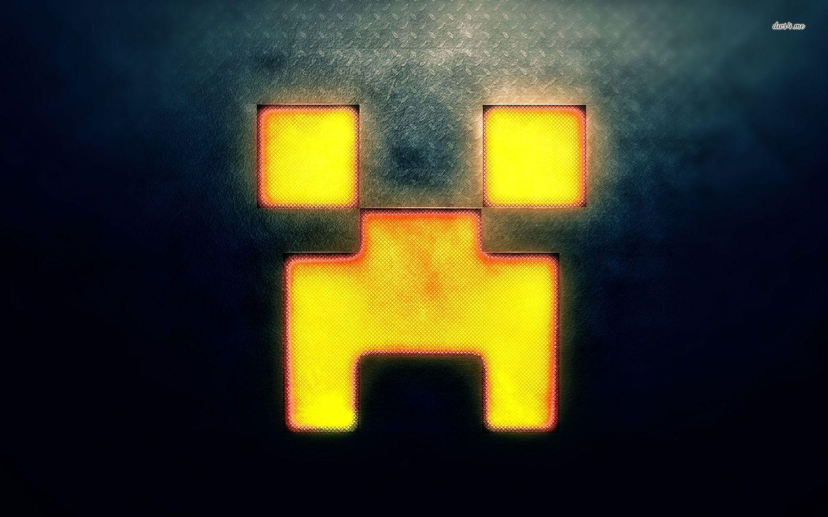 Orange Creeper Face Minecraft Wallpaper