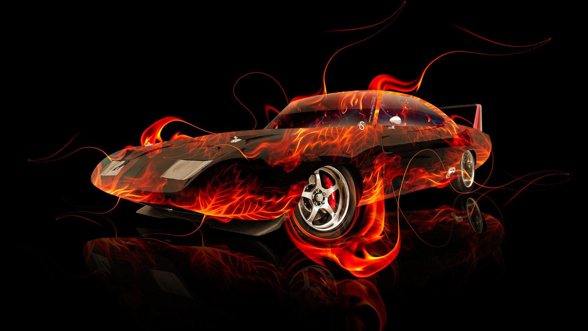 Dodge Charger Daytona Muscle Fire Abstract Car 2014