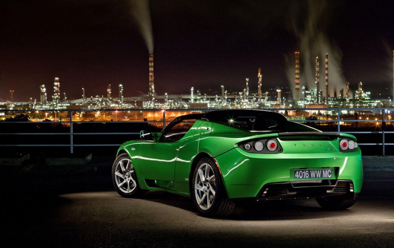 Green Tesla Roadster wallpaper. Green Tesla Roadster