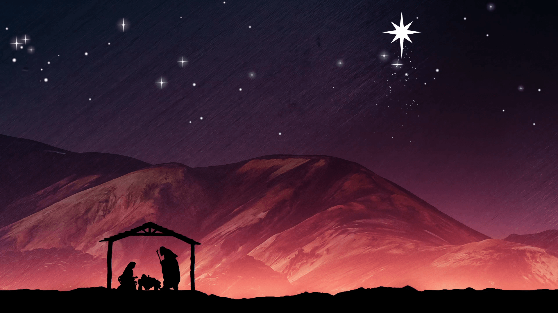 Christmas Nativity Background. Mary, Joseph And Baby Jesus In A