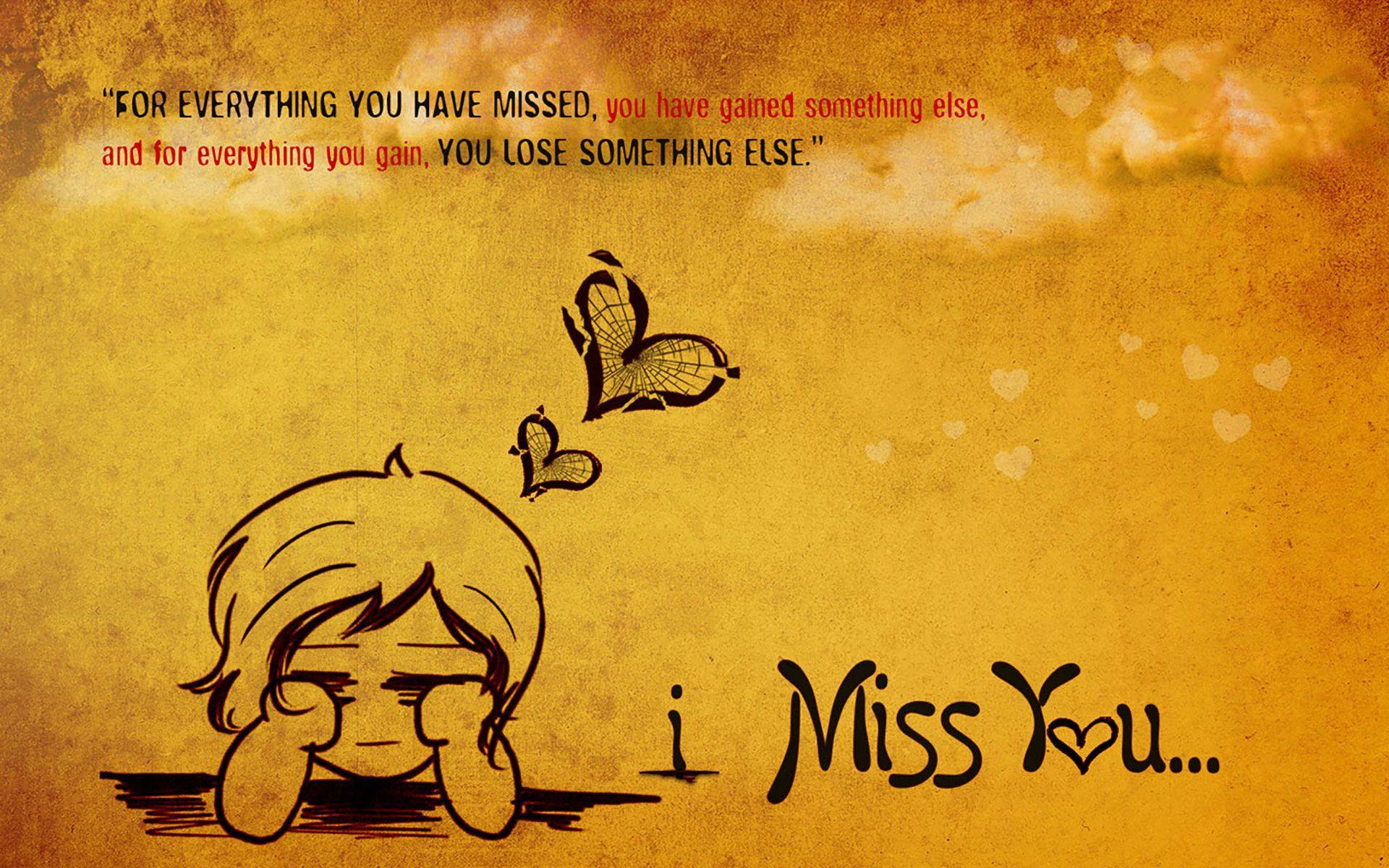 HD I Miss You Wallpaper for him or her. Romantic Wallpaper