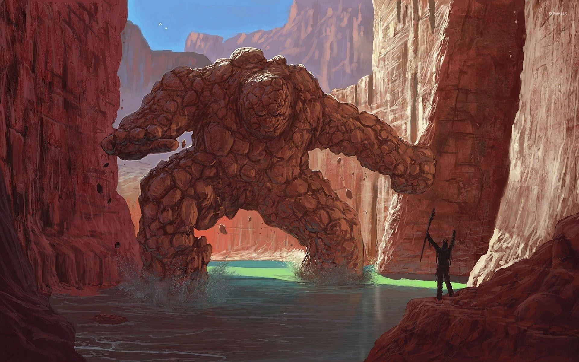 Rock golem in the canyon wallpaper wallpaper