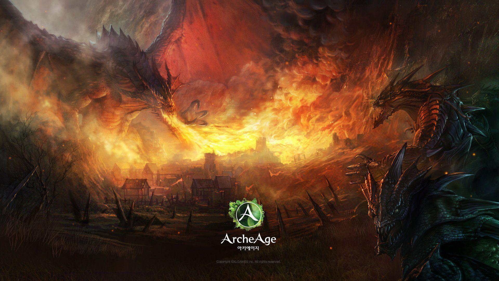archeage mmorpg online game art creatures dragon fire game online