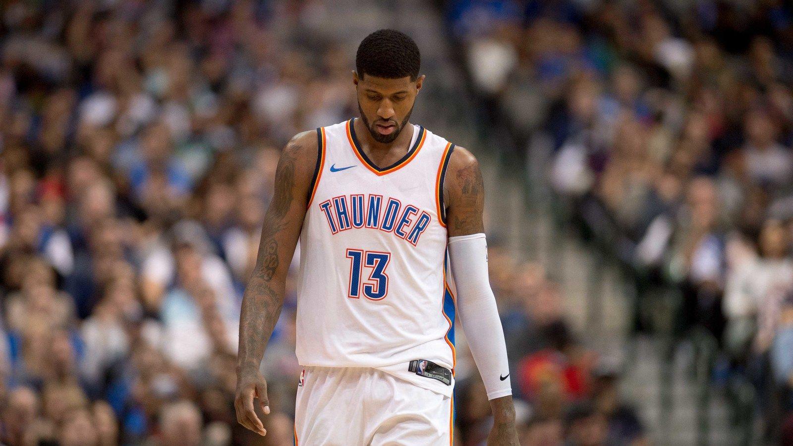Thunder video: Paul George drops defender to the floor, lobs ball