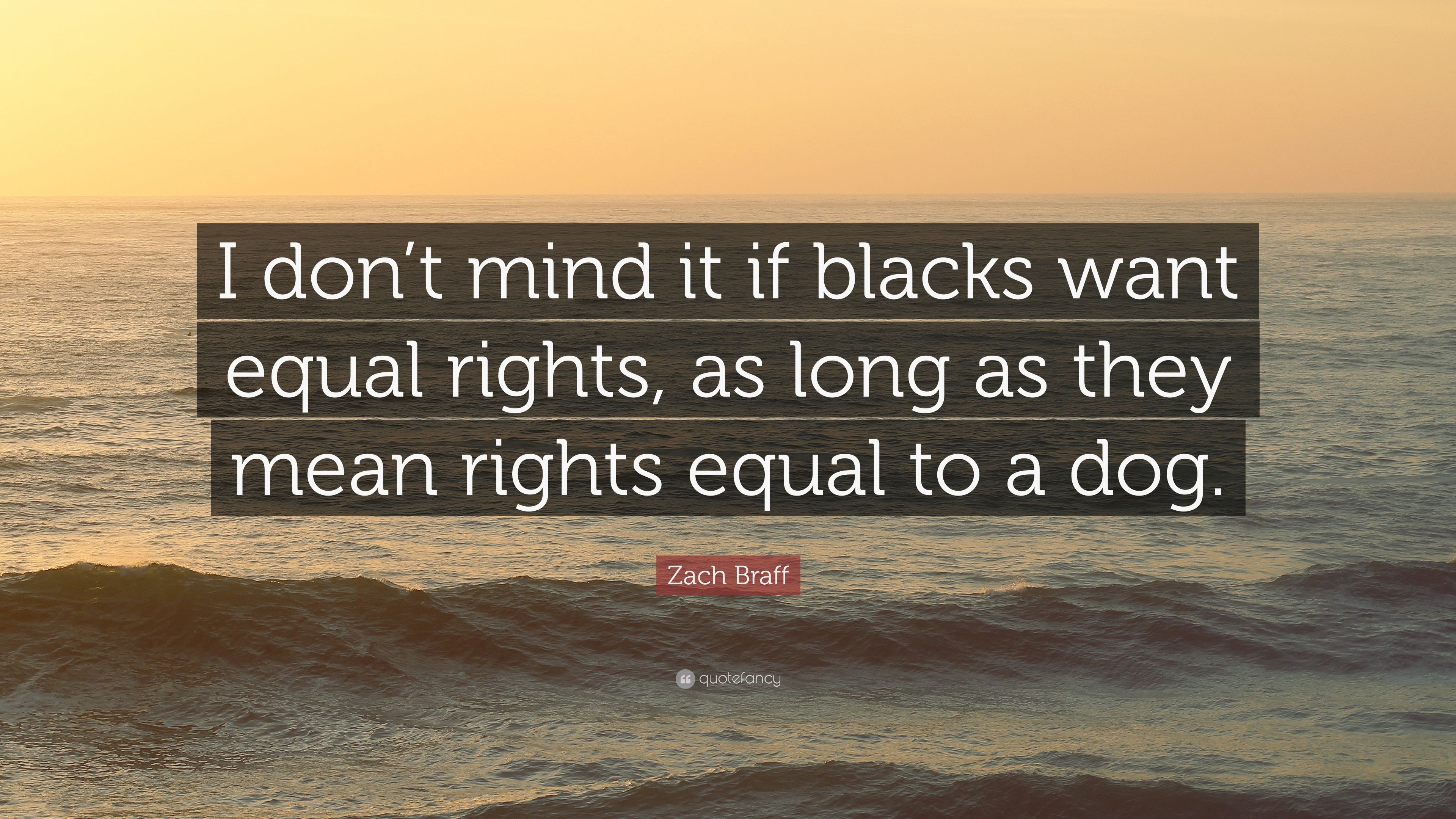 Zach Braff Quote: “I don't mind it if blacks want equal rights, as