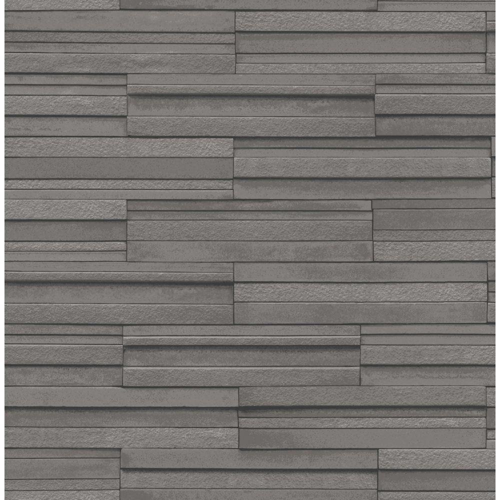 Fine Decor Ceramica Slate Tile Washable Wallpaper Charcoal