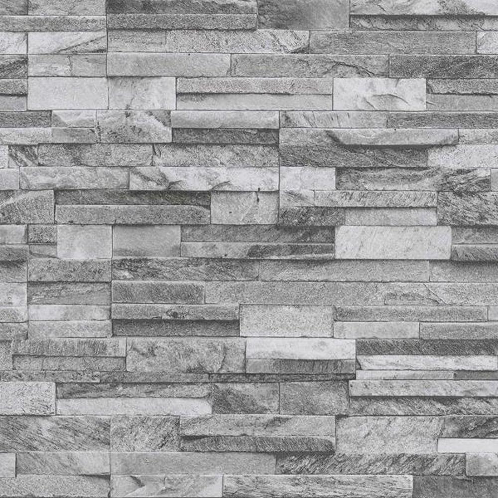 P&S International Slate Brick Pattern Faux Stone Effect Textured