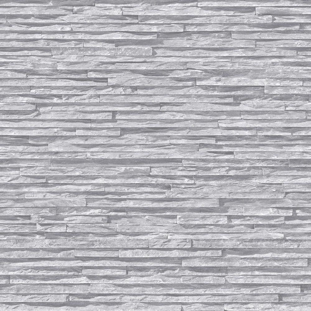Muriva Bluff Slate Pattern Stone Brick Grey Vinyl Embossed