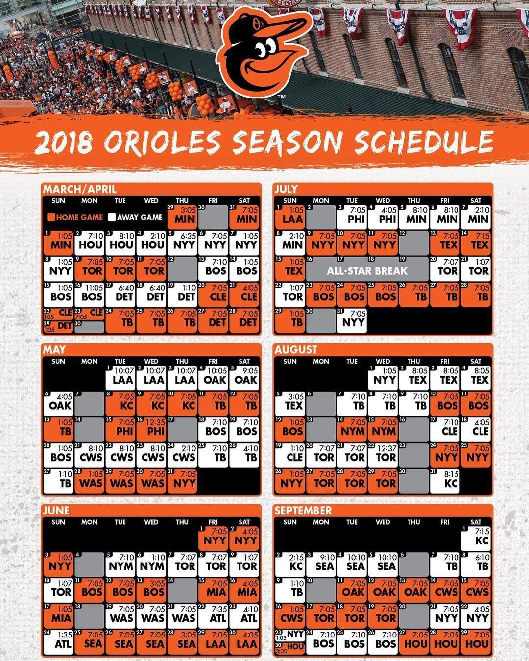 Heres the official 2018 Orioles schedule! Opening day is Thursday