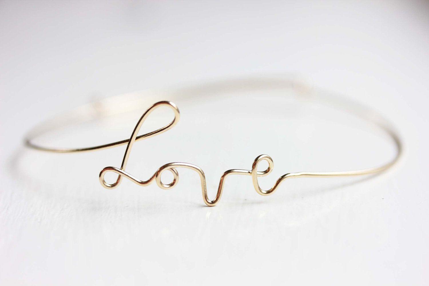 Love Word Bracelet Love Wire Bracelet Cursive Love Bracelet