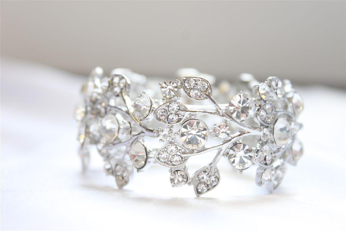 Wedding Bridal Jewelry, Crystal Bridal Bracelet, Wedding Cuff