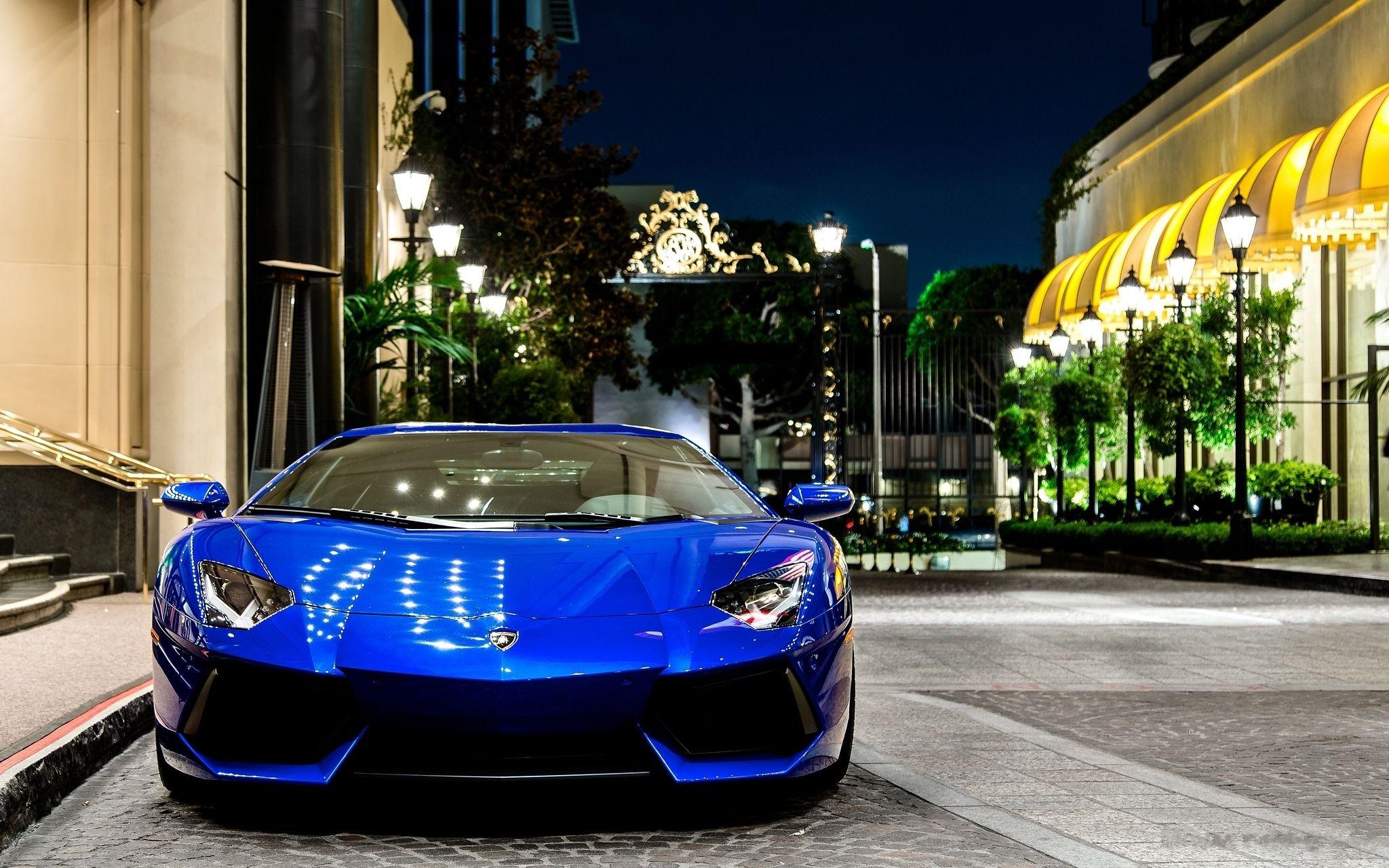 Wallpaper Lamborghini Car Aventador Blue Cars A On High Quality Of
