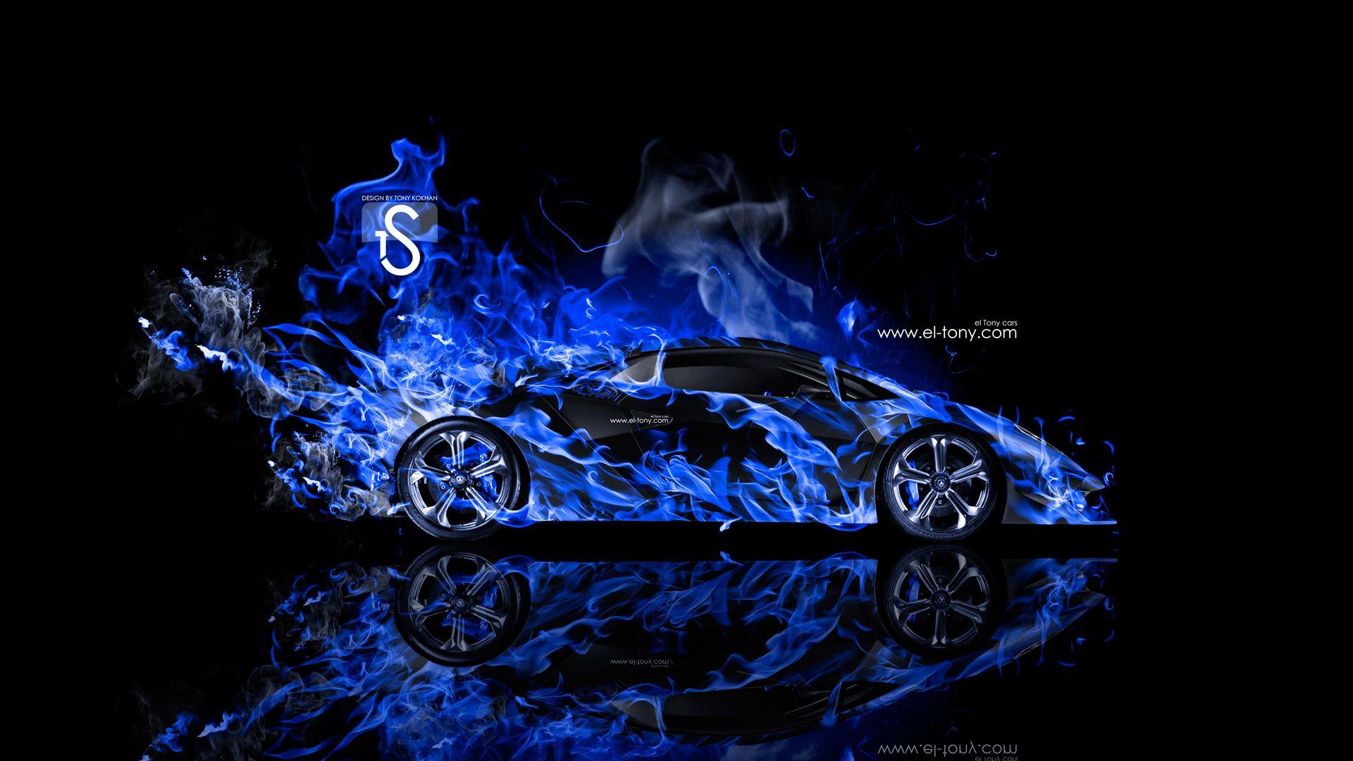 Lamborghini Sesto Elemento Fire Abstract Car 2014