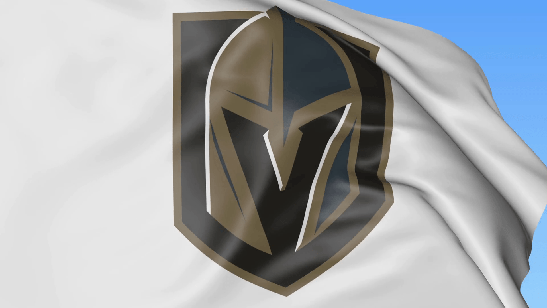 Close Up Of Waving Flag With Vegas Golden Knights NHL Hockey Team