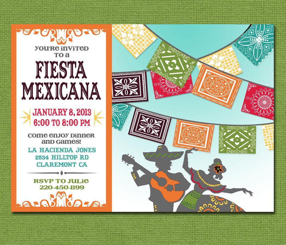 Party Invitations Astounding Mexican Themed Party Invitations