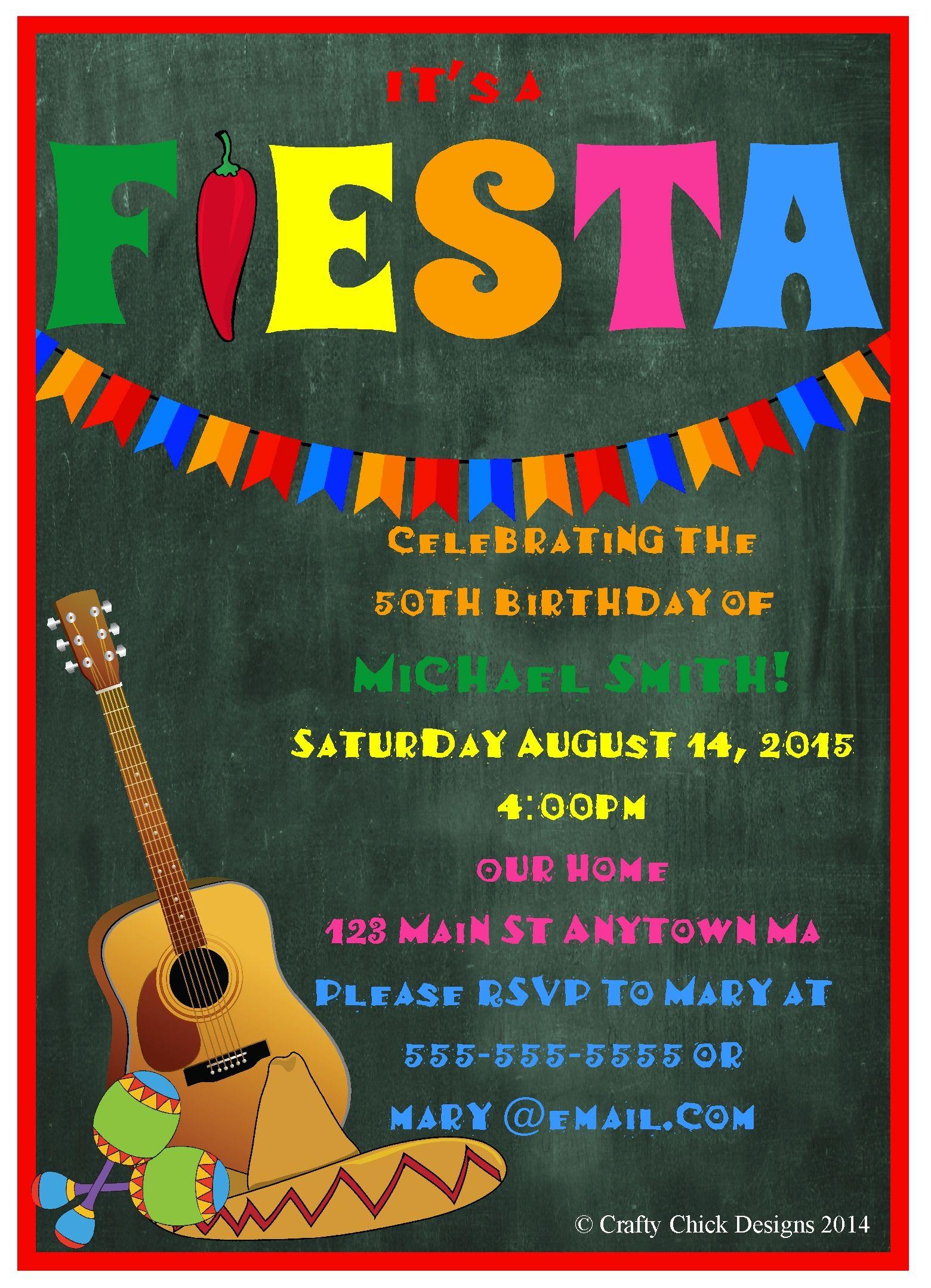 Simple Fiesta Birthday Invitations To Create Your Own Free