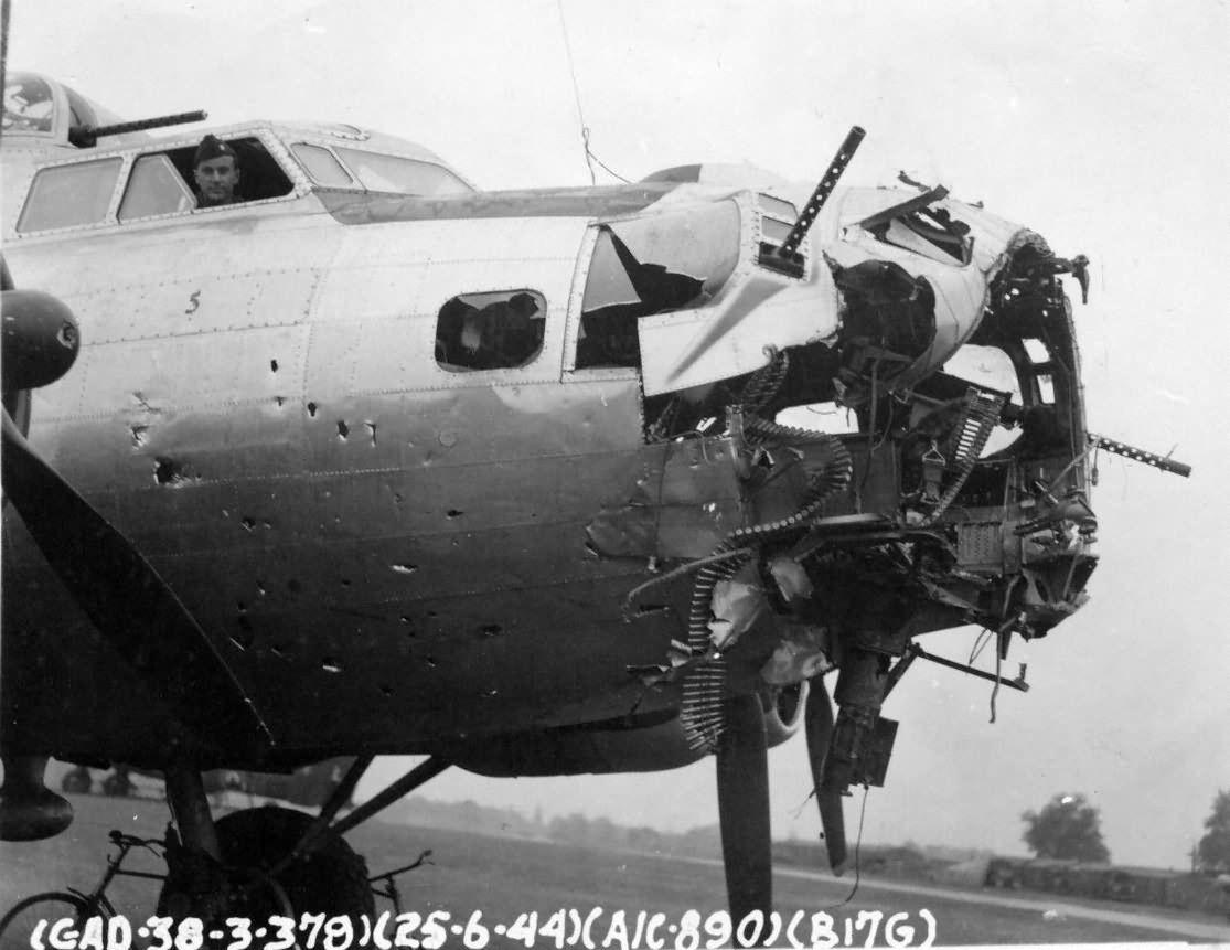 Battle Damaged Boeing B 17 Flying Fortress From 379th Bomb Group