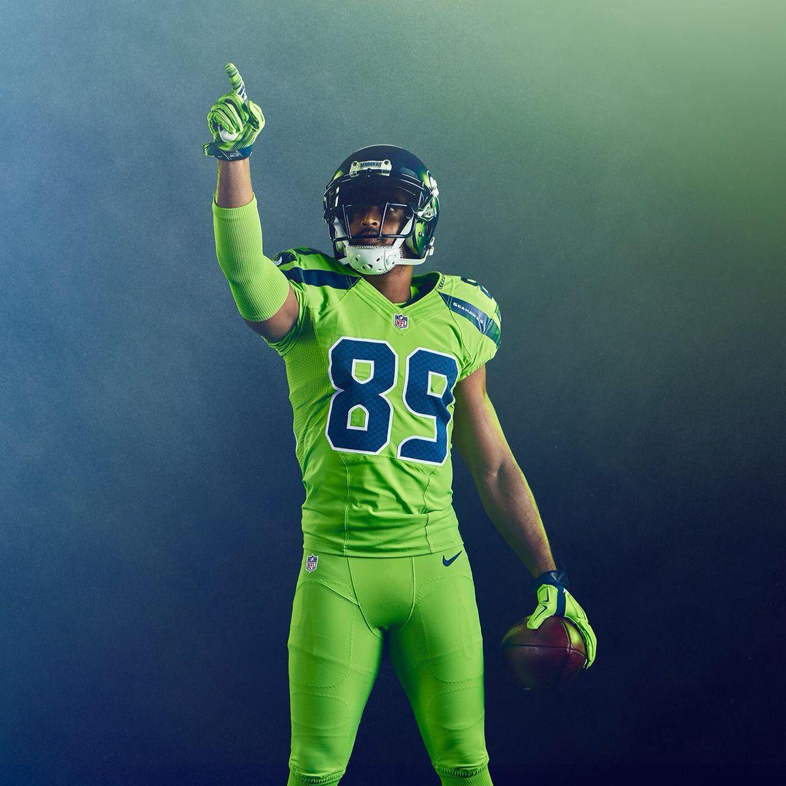 Love their new #Actiongreen uniforms!. Seattle Seahawks