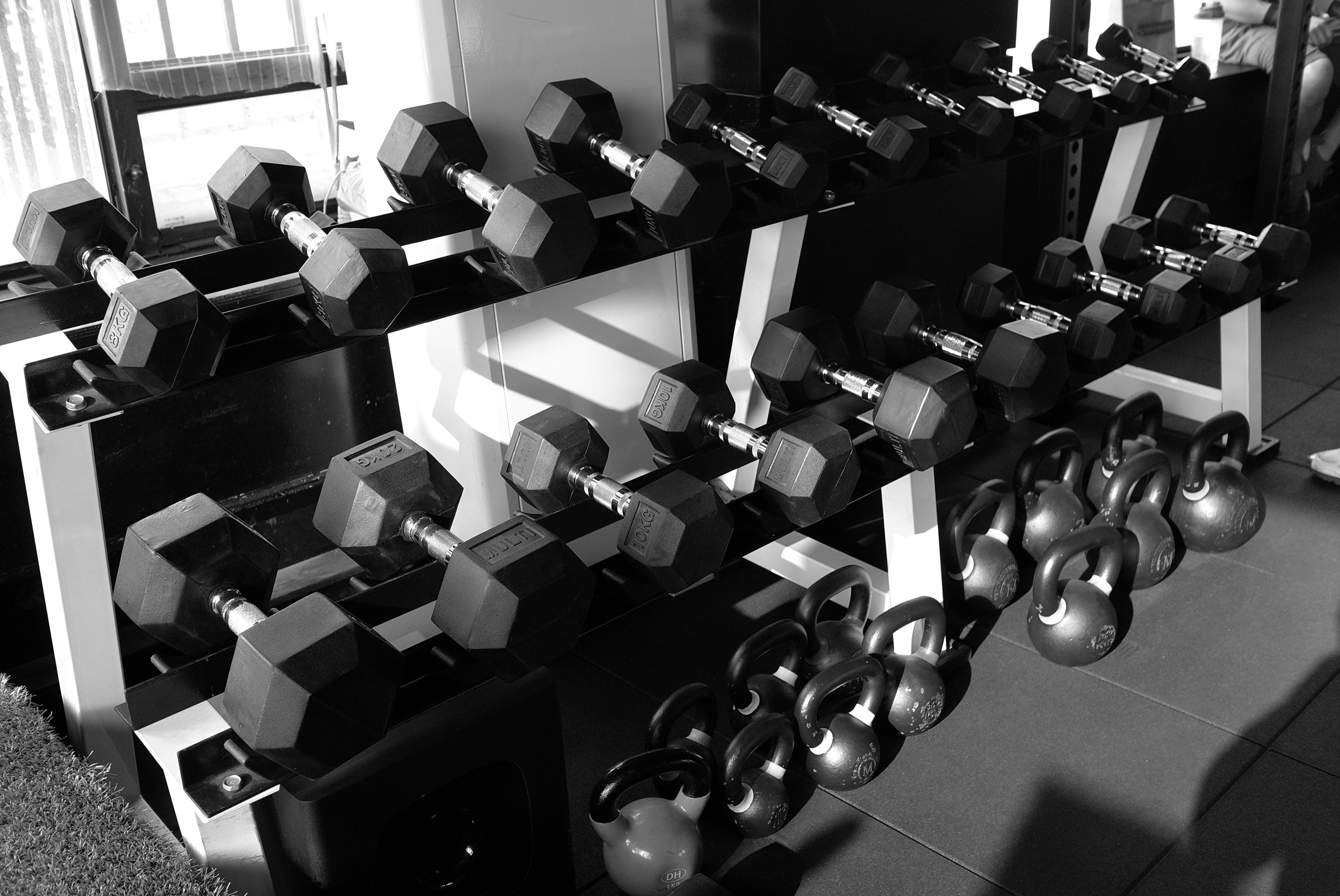 dumbbells and kettle bell lot free image