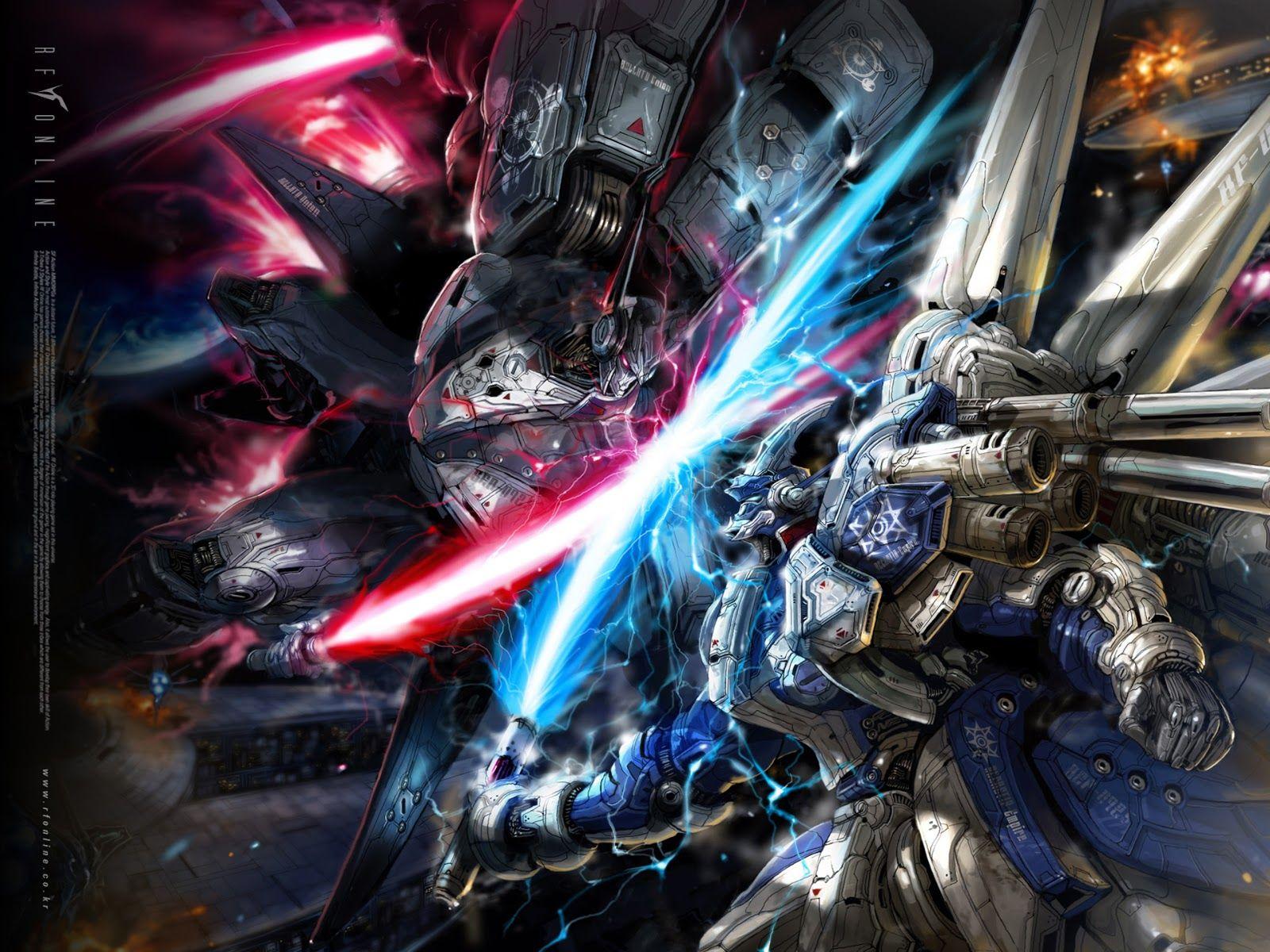 Battle K Night Red Gundam Blue Lightsaber Metal HD Anime