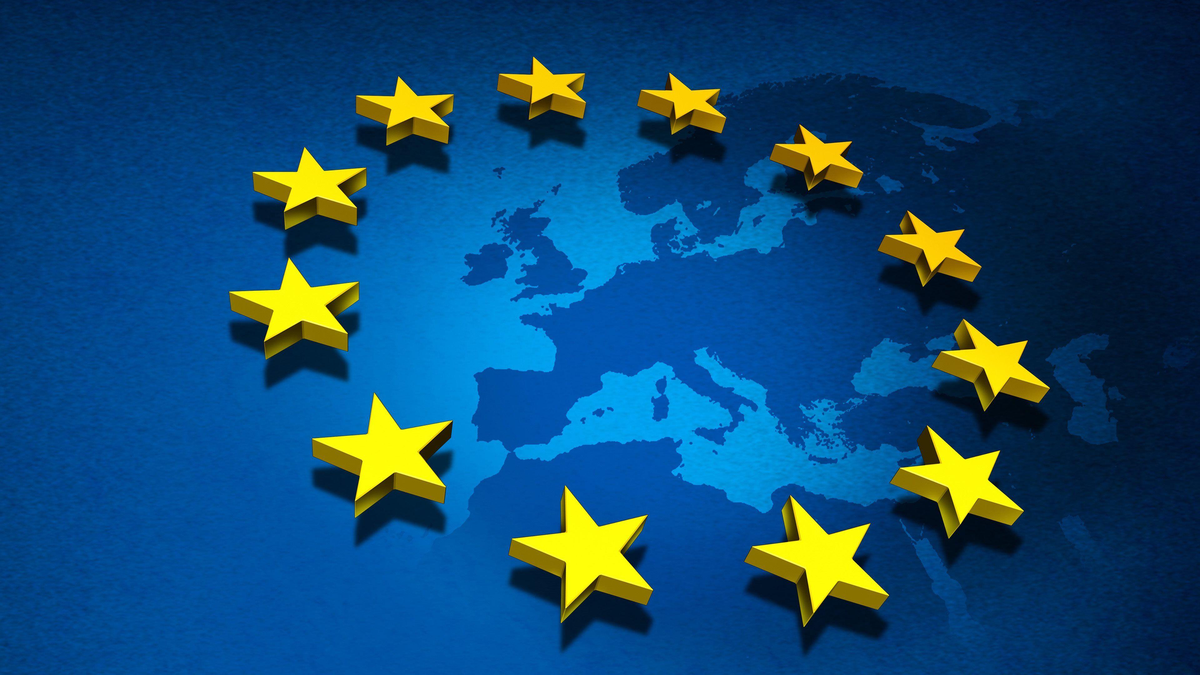 Download 4k wallpaper European Union, EU flag, Europe, Stars