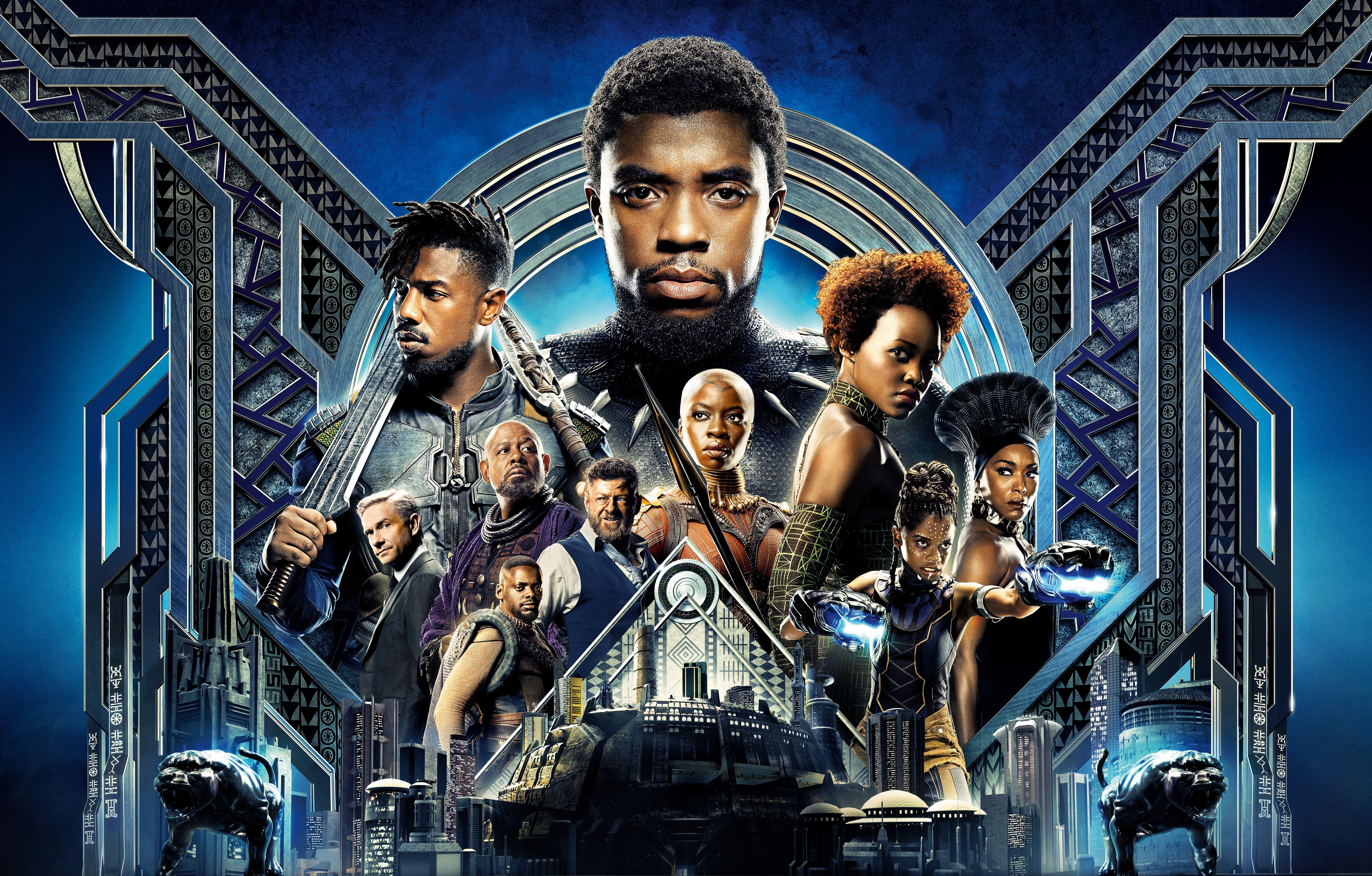 Wallpaper Black Panther, Cast, Marvel Comics, 4K, Movies