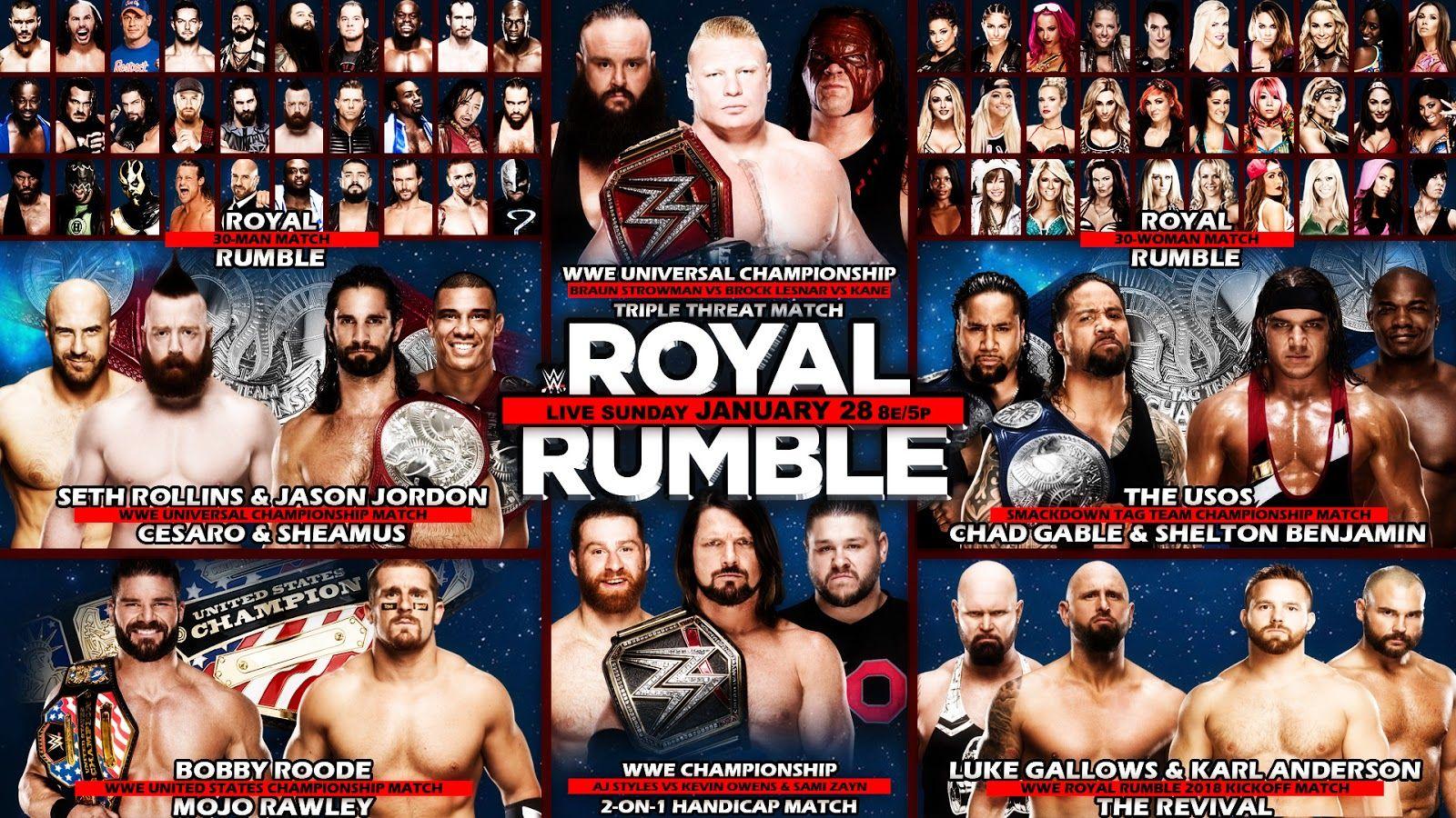 WWE Royal Rumble 2018. WWE Match Cards Wallpaper