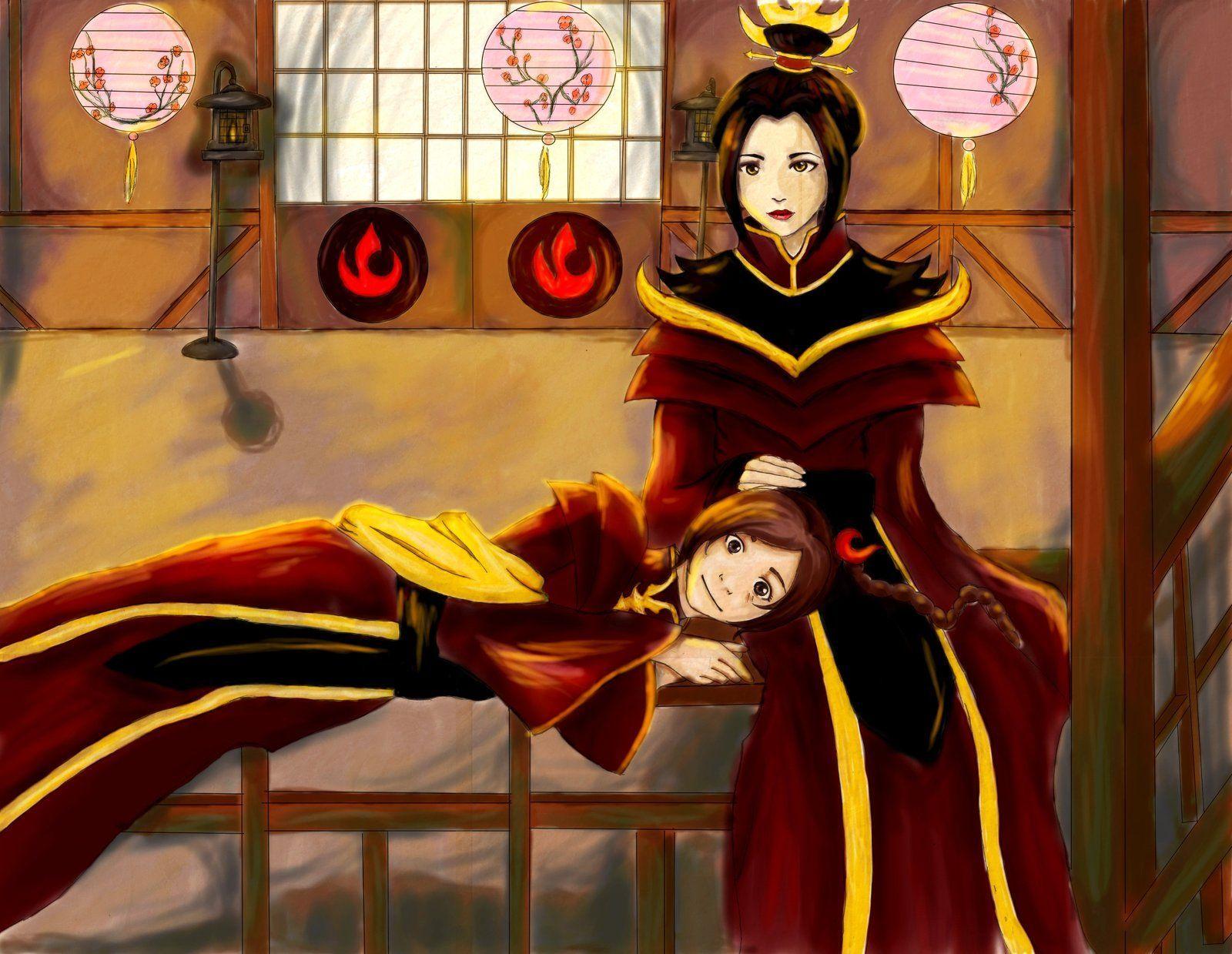 Fire Lord Azula and her Lady Ty Lee. Description from
