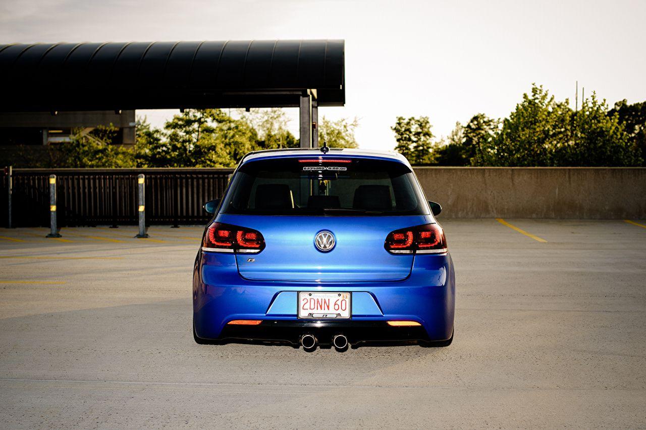 Picture Volkswagen golf R low Blue Cars Back view