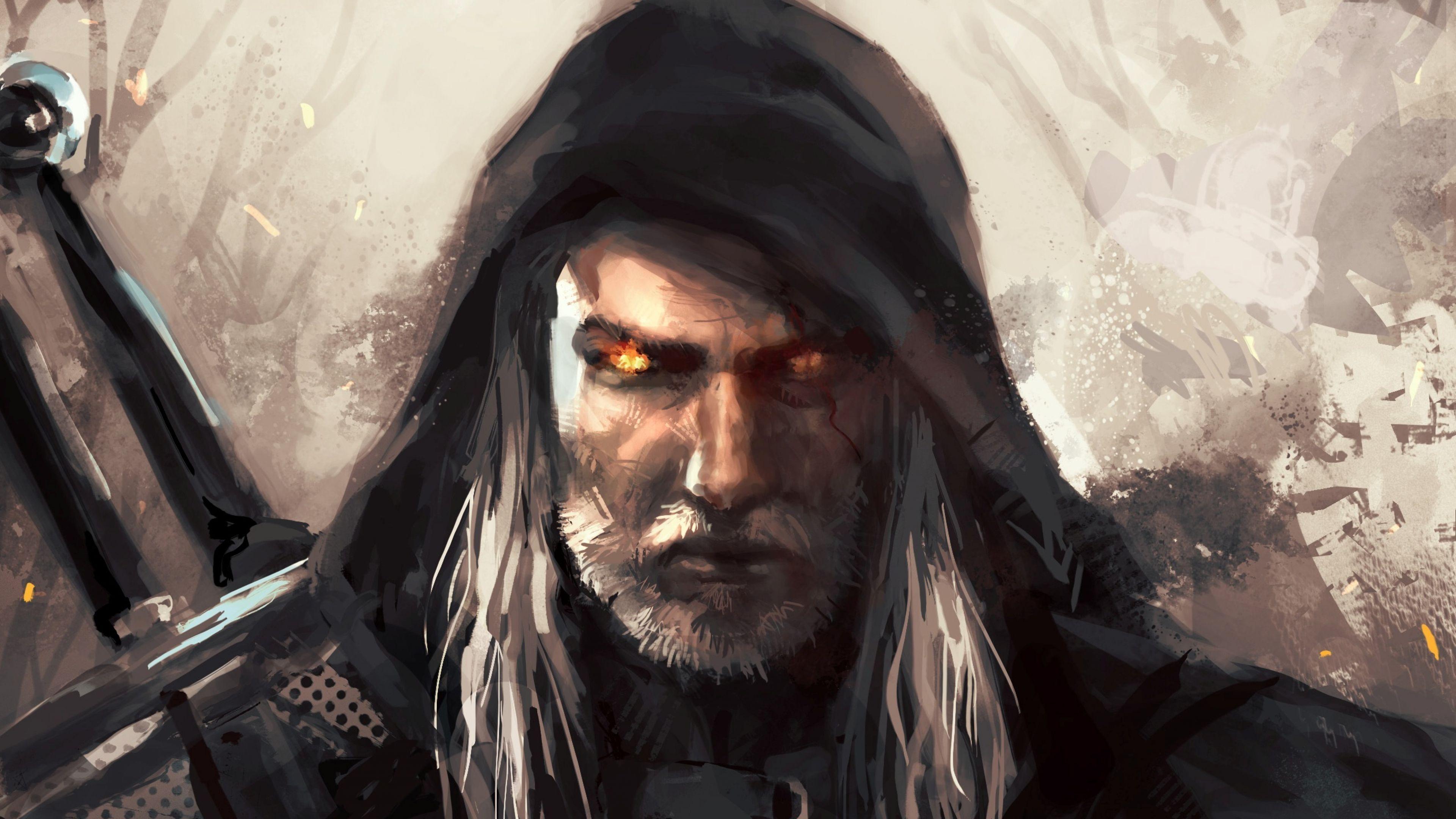 Download Wallpaper 3840x2160 The witcher, Geralt of rivia, Art 4K