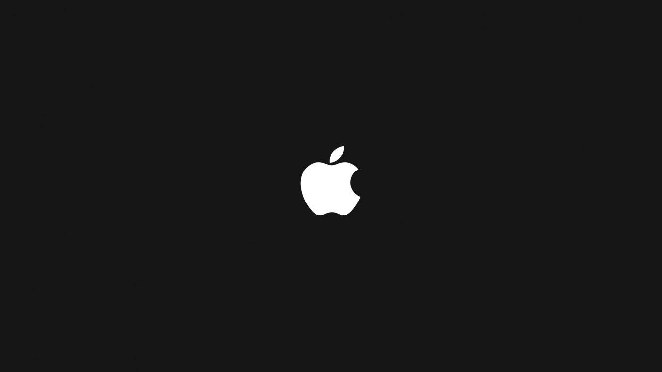 Download Wallpaper 1366x768 Apple, Mac, Brand, Logo, Dark