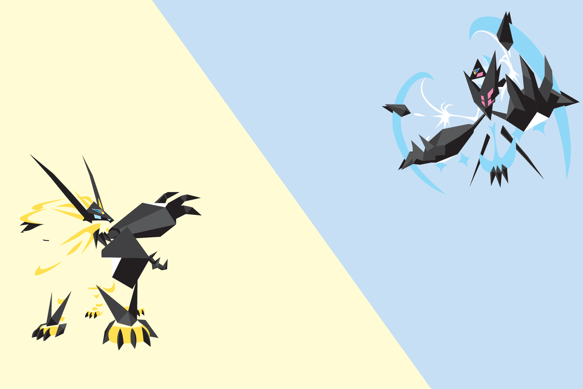 Download Lunala With Solgaleo Comparison Wallpaper