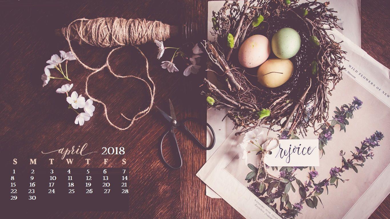 April 2018 Desktop Calendar Wallpaper