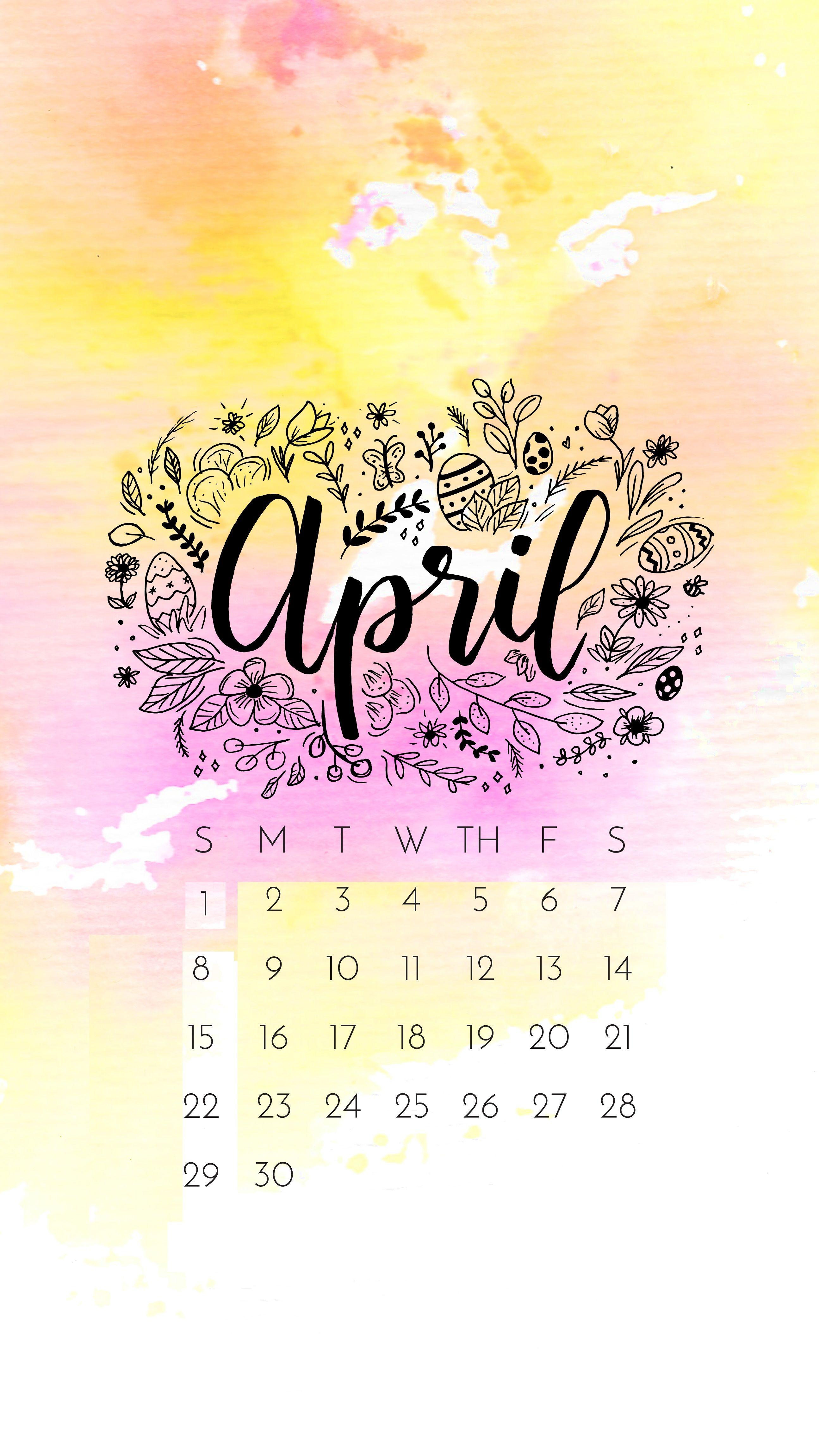 April 2018 iPhone Calendar Wallpaper