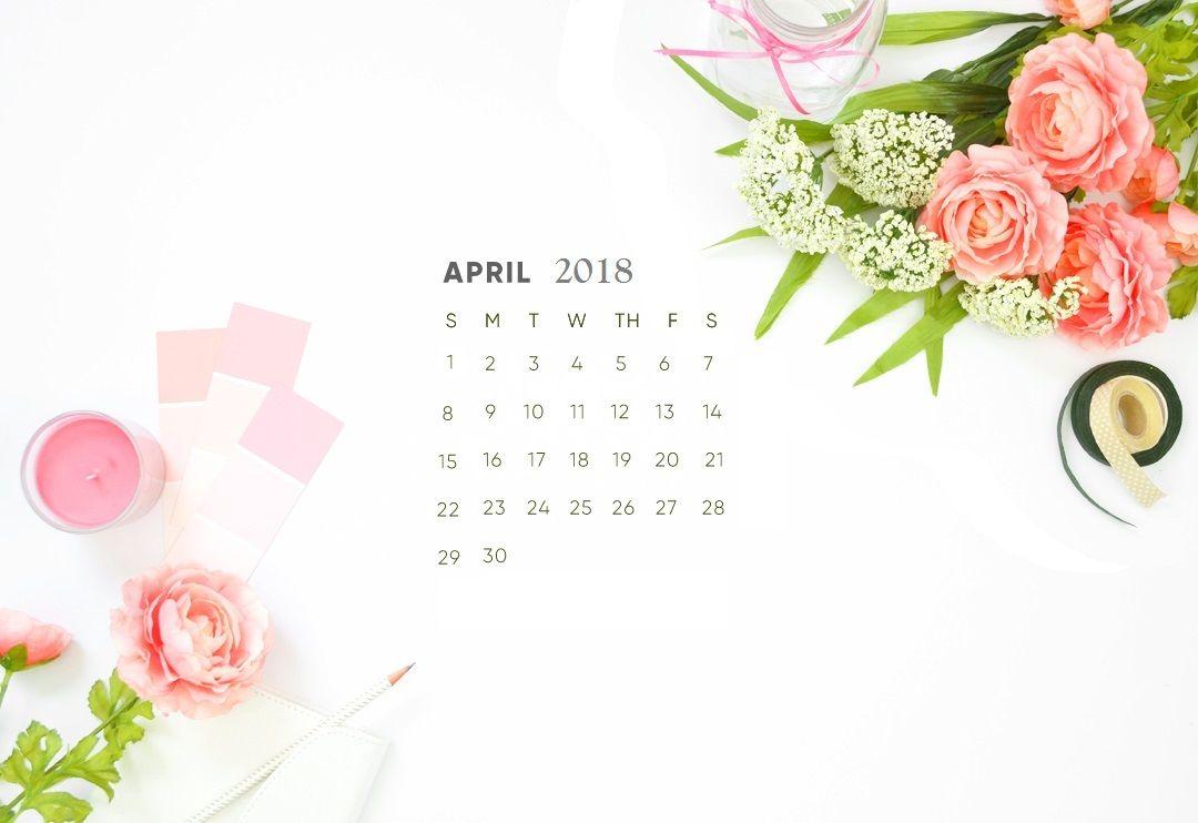 April 2018 Desktop Calendar Wallpaper