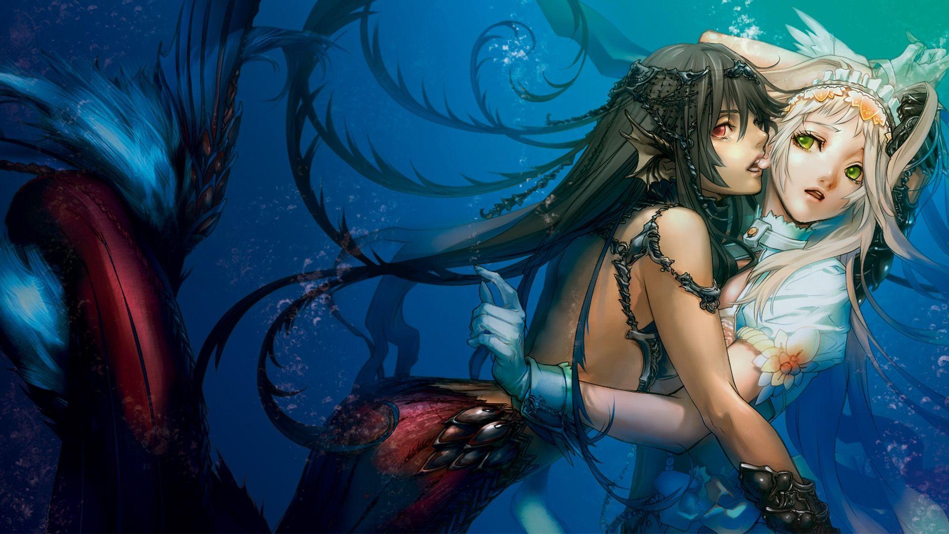 Mermaid Anime Girls In Water HD Wallpaper