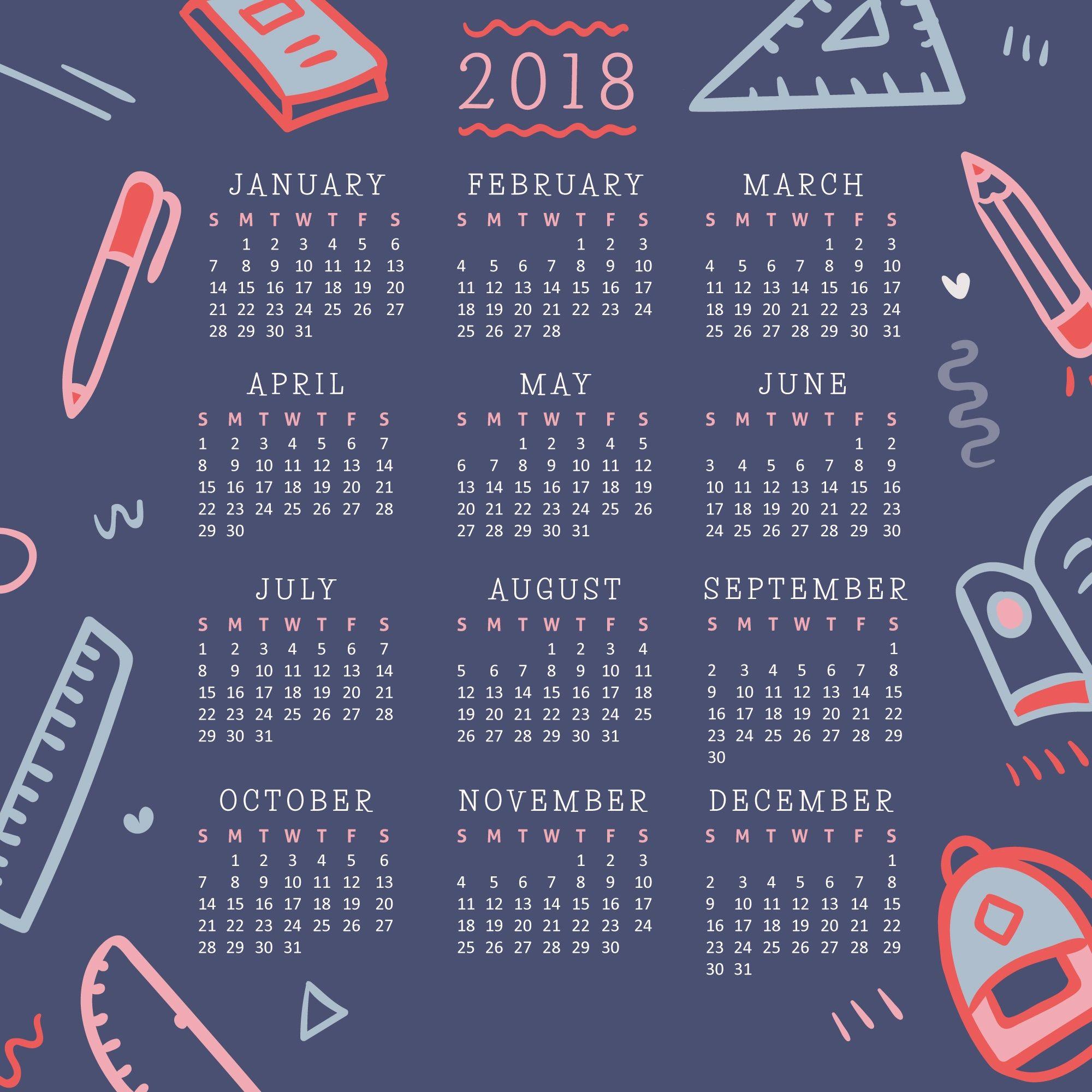Cool 2018 Calendar Wallpaper