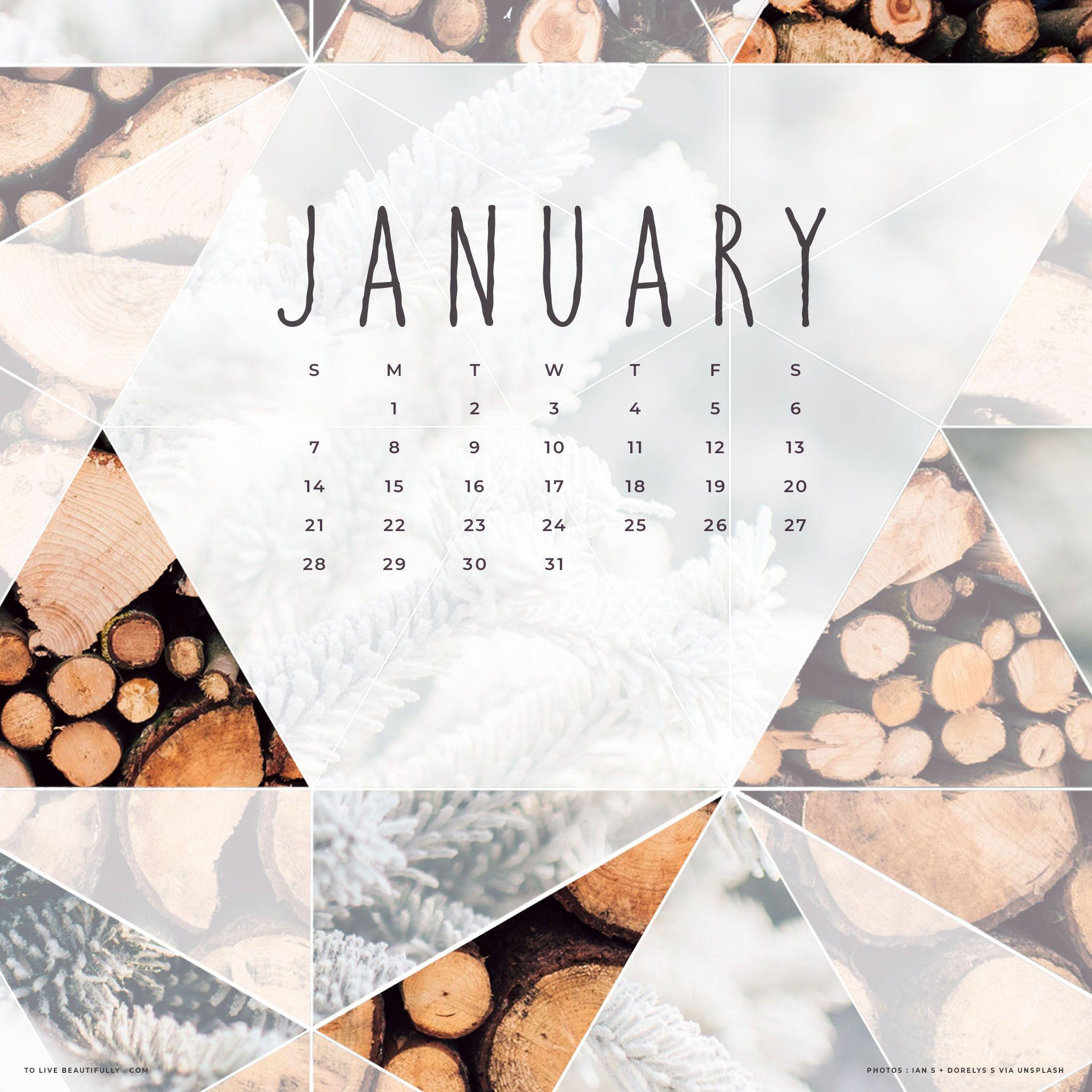 Free January 2018 Calendar for Desktop, iPad, and iPhone